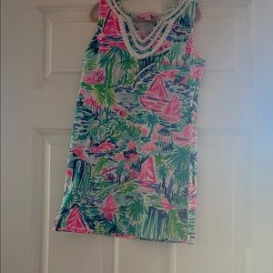 Lilly Pulitzer Girls Nautical Palm Print Dress in Pink, Green, Blue